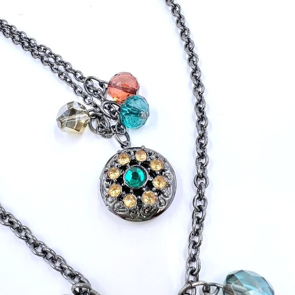 NWOT – Lane Bryant – Green Quartz Beaded Locket Gunmetal Tone 24” Necklace - Picture 5 of 10